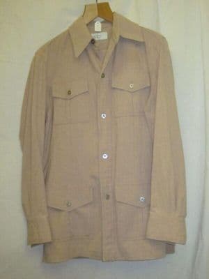 Beige Cotton Safari Jacket with Four Pockets