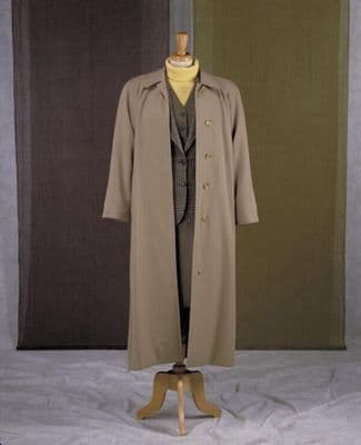 Beige Wool Gabardine Trench Coat Scarf