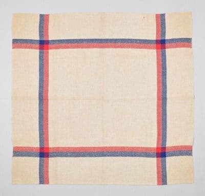 Cream Linen Silk Square Scarf Windowpane Check
