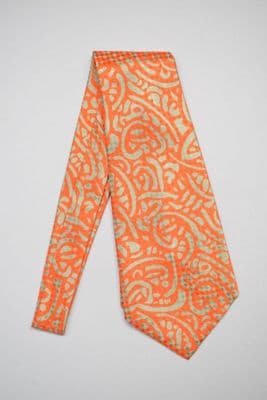 Bright Orange Silk Damask Kipper Tie
