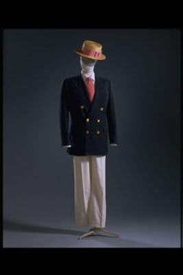 Cream Polyester Wool Worsted Tailored Trousers