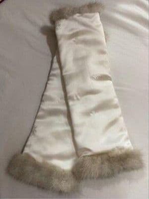 Cream Silk Stole with Mink Fur Trim