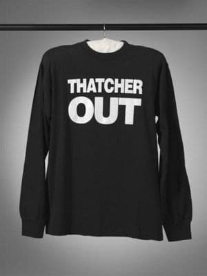 Black Cotton Long-Sleeved Political Slogan T-Shirt