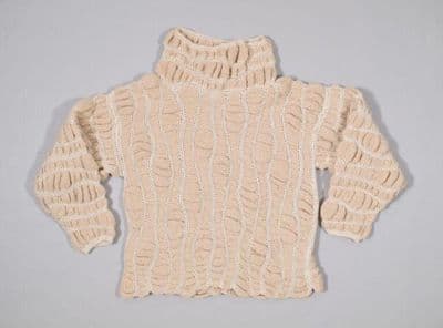 Cream Pink Silk Cashmere Cable-Knit Turtleneck Sweater