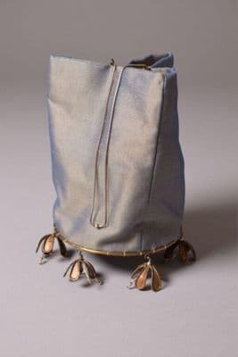 Pale Blue Silk Organza Drawstring Handbag