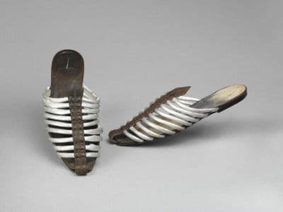 Rifat Ozbek, Spring-Summer 1989. Silver leather babouche sandals