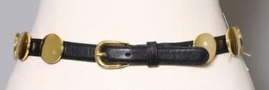 Black Leather Belt with Gold Circular Medallions