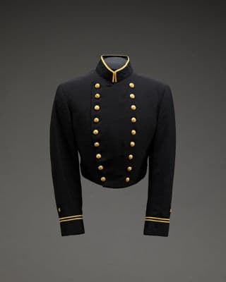 Navy Blue Wool Military Dress Jacket with Gold Braiding