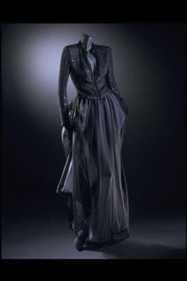 Black Chiffon Organza Oversized Evening Trouser Suit