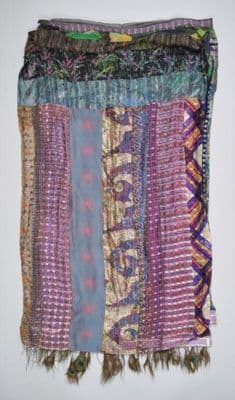 Patchwork Mixed Fabric Kaftan with Purple Turquoise Gold
