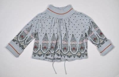 Pale Blue Fair Isle Cropped Wool Jumper