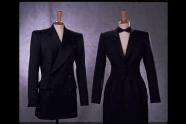 Black Synthetic Gabardine Double-Breasted Suit