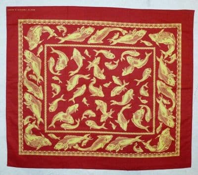 Deep Red Cotton Head Scarf with Gold Paisley