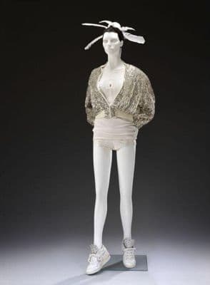 Silver Beaded Synthetic Top with Oversized Sleeves