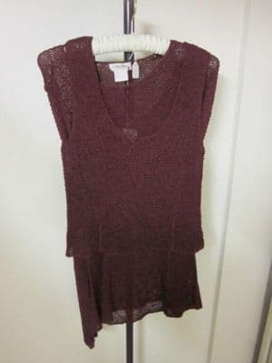 Burgundy Silk Knit Scoop Neck Tank Top