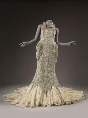 Ivory Silk Organza Mermaid Gown with Floral Appliqués