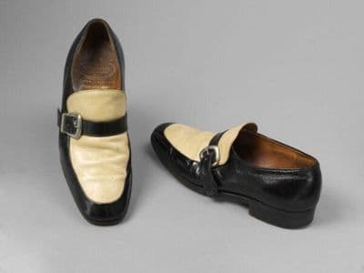 Cream and Black Patent Leather Spectator Loafers