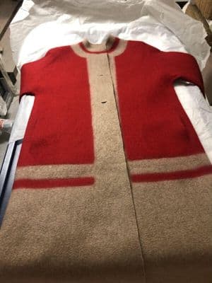 Red Cashmere Hand-Felted Traditional Mongolian Deel Coat