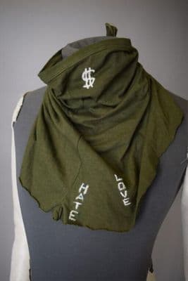 Olive Green Cotton Bandana with White Graphics