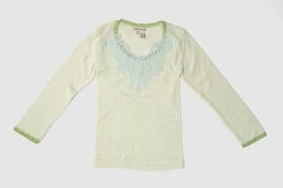 Pale Green Polyester Girls Long Sleeve T-Shirt