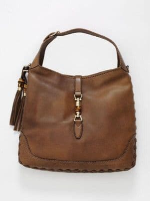Cognac Brown Leather Hobo Shoulder Bag