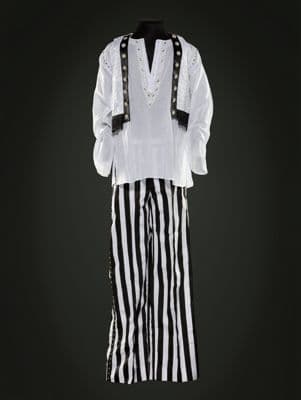 Black White Striped Wide Leg Performance Pants