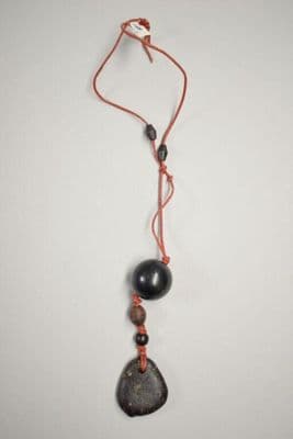 Red Leather Cord Necklace with Mixed Beads