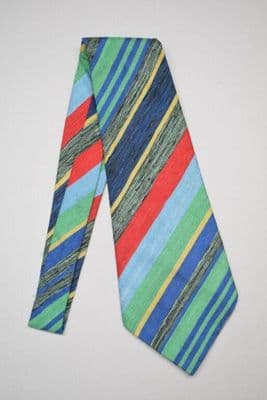 Hand-Woven Silk Necktie with Multicolor Stripes