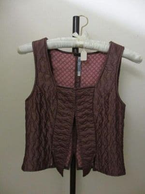 Burgundy Quilted Cotton Vest with Rose Lining