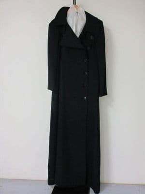 Black Linen Maxi Coat with A-Line Silhouette