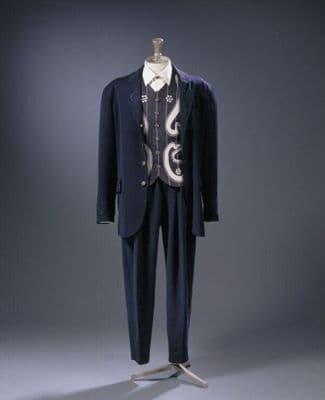 Navy Blue Cotton Twill Straight Leg Trousers