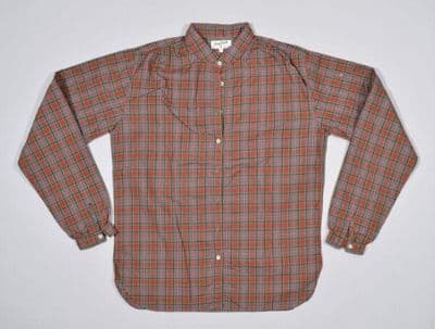 Red Green Cotton Check Button-Down Blouse