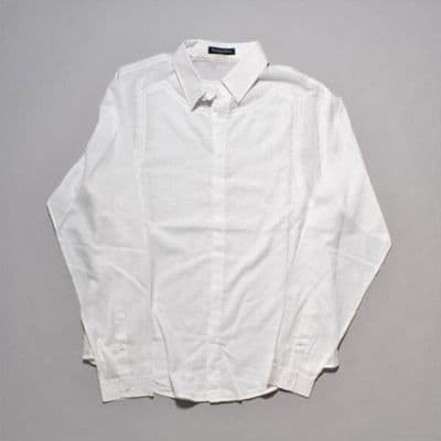 White Cotton Hand Stitched Men's Dress Shirt