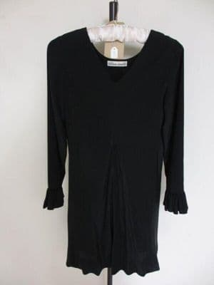 Black Pleated Silk Evening Dress