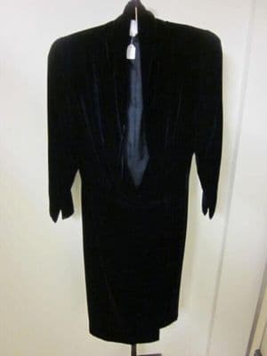 Black Silk Rayon Velvet Wrap Dress