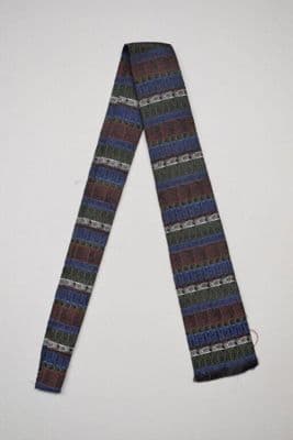 Navy Blue Burgundy Gold Geometric Silk Necktie