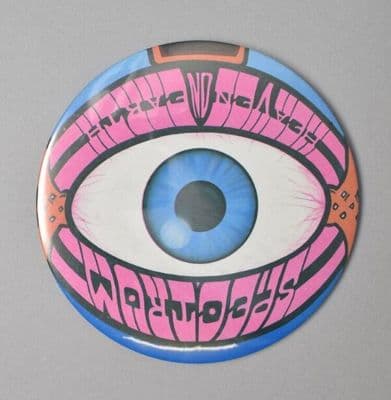 Hot Pink Blue Eye Motif Metal Pin Badge