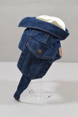 Indigo Denim Sculptural Aviator Hat
