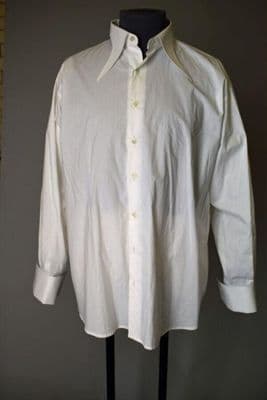 White Cotton Dress Shirt with Spread Collar