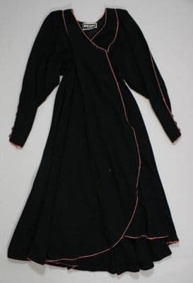 Black Wool Wrap Maxi Dress with Bee Buttons