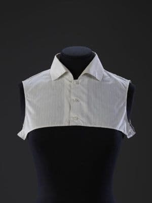 White Cotton Detachable Collar with Blue Pinstripes