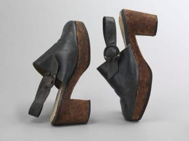 Blue Leather Platform Shoes with Cork Soles