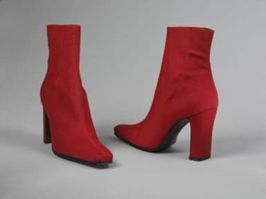 Red Stretch Leather High-Heeled Ankle Boots