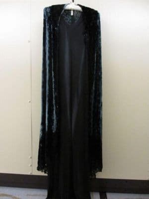 Hand-Dyed Black Silk Maxi Dress with Coat