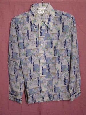 Light Blue Cotton Geometric Print Dress Shirt