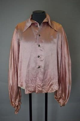 Pink Synthetic Satin Men's Dress Shirt