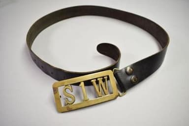 Black Leather Belt with Brass STW Buckle