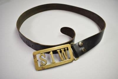 Black Leather Belt with Brass STW Buckle