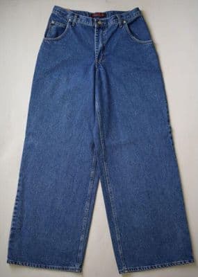 Blue Denim Wide-Leg High-Waisted Jeans