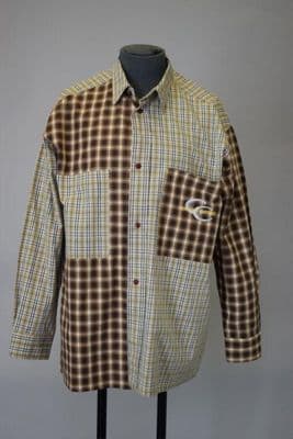 Cotton Patchwork Plaid Shirt with Mixed Patterns